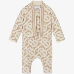 Burberry Gifts|Babysuits*Beige Monogram Baby Romper Gift Set