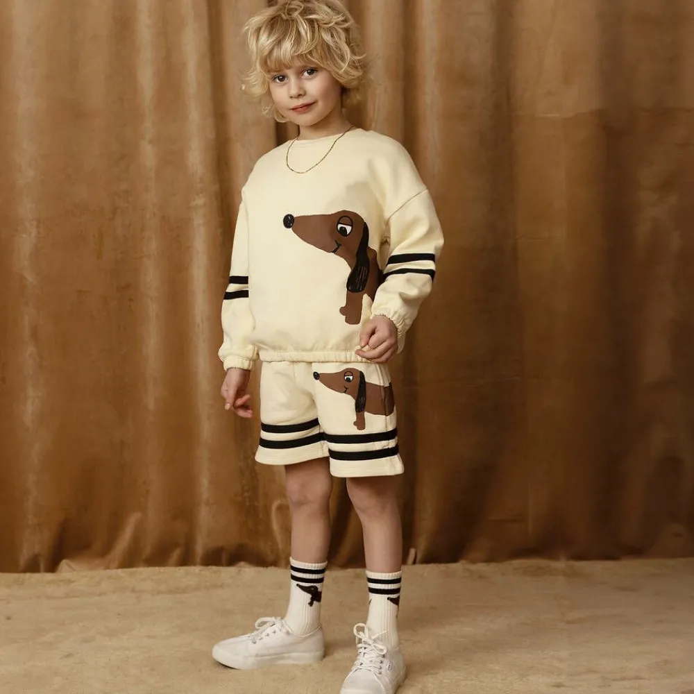 Mini Rodini Shorts|Shorts*Beige Organic Cotton Dog Print Shorts