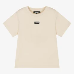DKNY Tops*Beige Organic Cotton T-Shirt