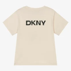 DKNY Tops*Beige Organic Cotton T-Shirt