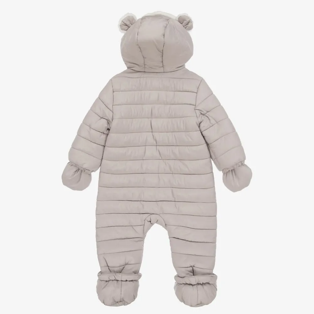 Mayoral Newborn Snowwear|Snowwear*Beige Padded Teddy Snowsuit