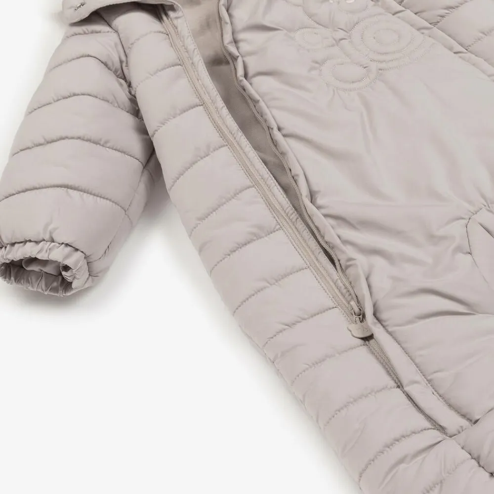 Mayoral Newborn Snowwear|Snowwear*Beige Padded Teddy Snowsuit