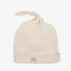 Kissy Kissy Hats|Hats*Beige Striped Cotton Honey Bear Cubs Baby Hat