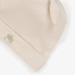 Kissy Kissy Hats|Hats*Beige Striped Cotton Honey Bear Cubs Baby Hat