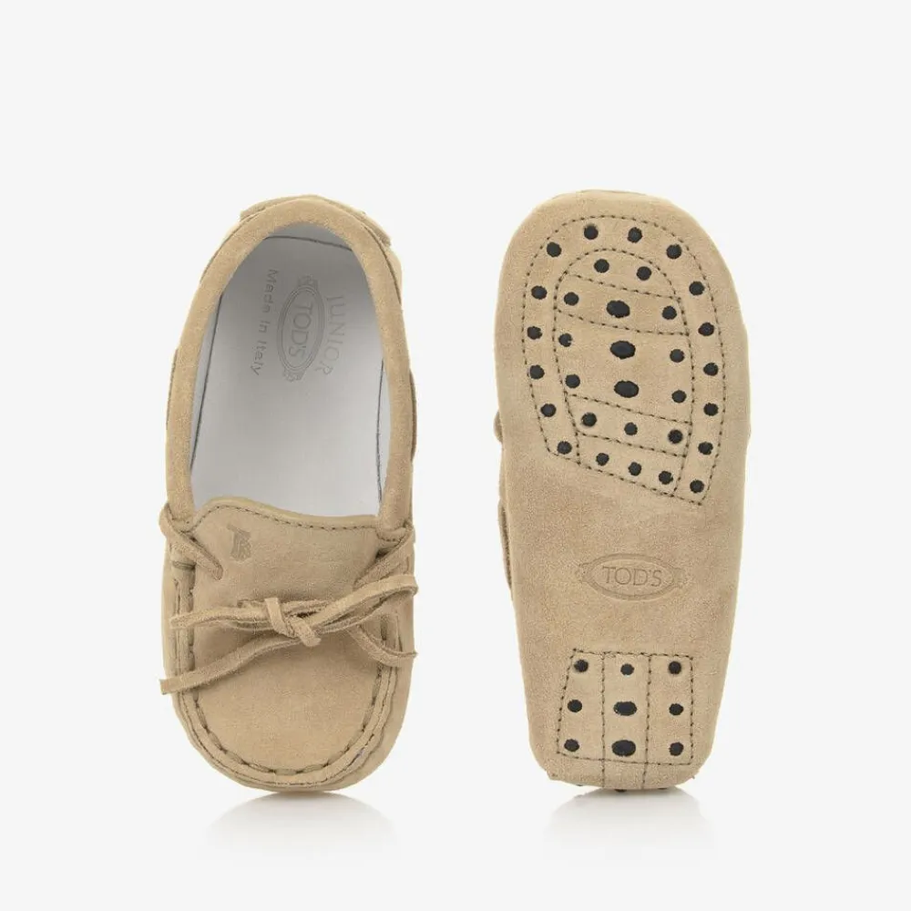 Tods Loafers & Moccasins|Loafers & Moccasins*Beige Suede Leather Pre-Walker Moccasins