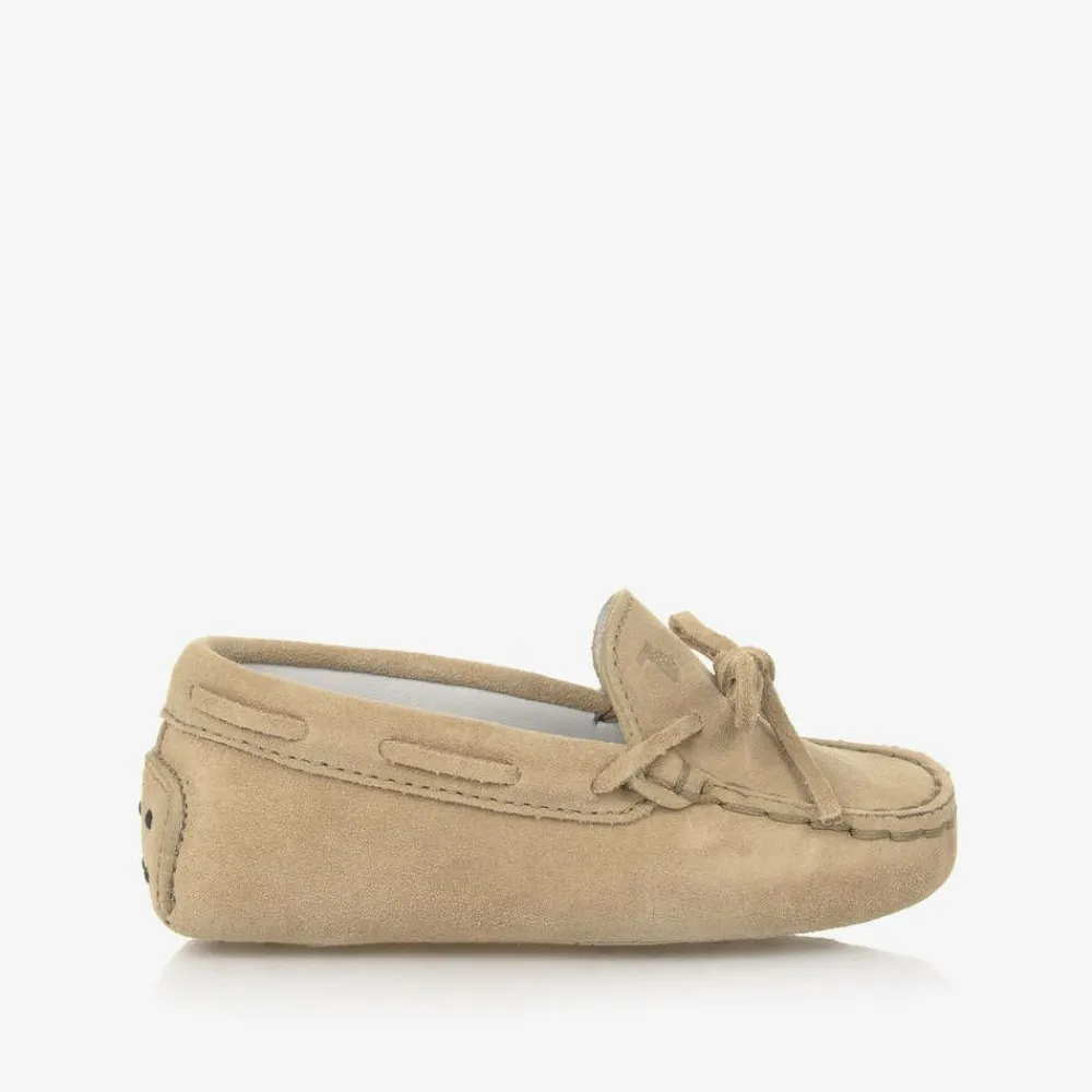 Tods Loafers & Moccasins|Loafers & Moccasins*Beige Suede Leather Pre-Walker Moccasins