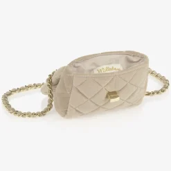 Milledeux Bags*Beige Velvet Quilted Bag (13cm)