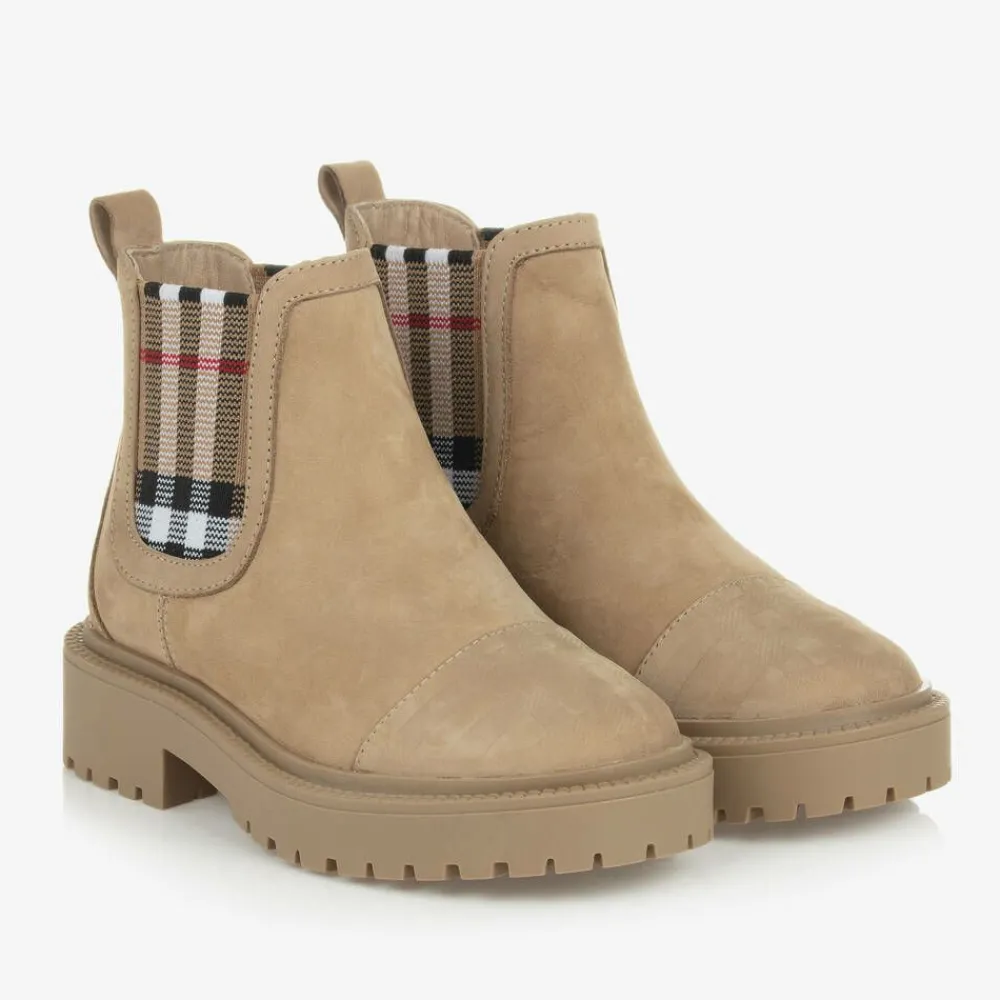 Burberry Boots*Beige Vintage Check Chelsea Boots
