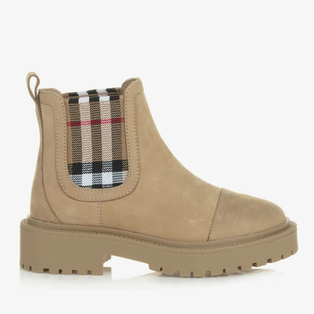 Burberry Boots*Beige Vintage Check Chelsea Boots