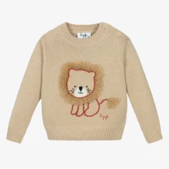 Il Gufo Tops*Beige Wool Lion Sweater