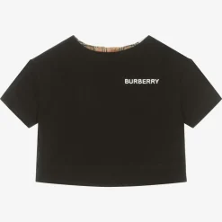 Burberry Tops*Black & Beige Check Baby T-Shirt