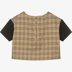 Burberry Tops*Black & Beige Check Baby T-Shirt