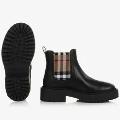 Burberry Boots*Black & Beige Vintage Check Chelsea Boots