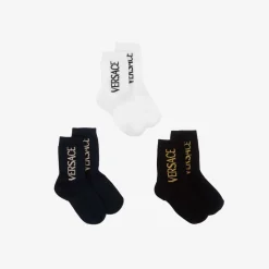 Versace Socks*Black & Blue Cotton Ankle Socks (3 Pack)
