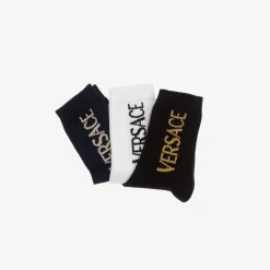 Versace Socks*Black & Blue Cotton Ankle Socks (3 Pack)