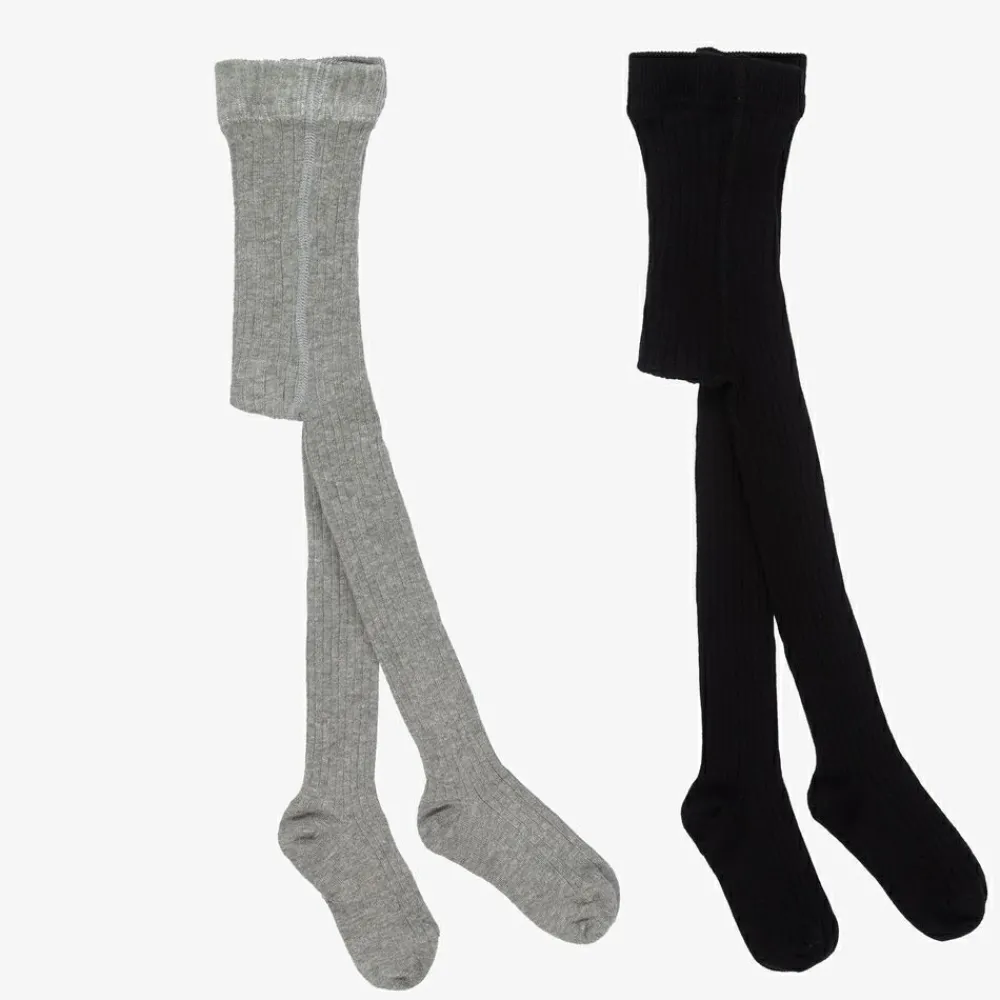 Minymo Tights*Black & Grey Tights (2 Pack)