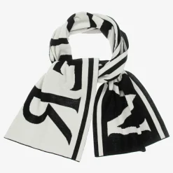 Moncler Enfant Scarves|Scarves*Black & Ivory Logo Wool Scarf