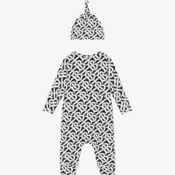 Burberry Gifts|Babysuits*Black & White Cotton Romper Gift Set