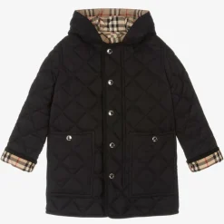 Burberry Coats & Jackets*Black Button Up Quilted Long Coat