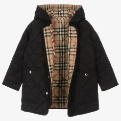 Burberry Coats & Jackets*Black Button Up Quilted Long Coat