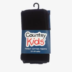 Country Kids Tights|Tights*Black Cotton Knitted Tights