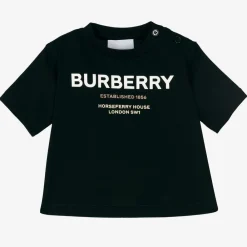 Burberry Tops*Black Cotton Logo Baby T-Shirt