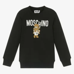 Moschino Kid-Teen Tops*Black Cotton Teddy Bear Sweatshirt
