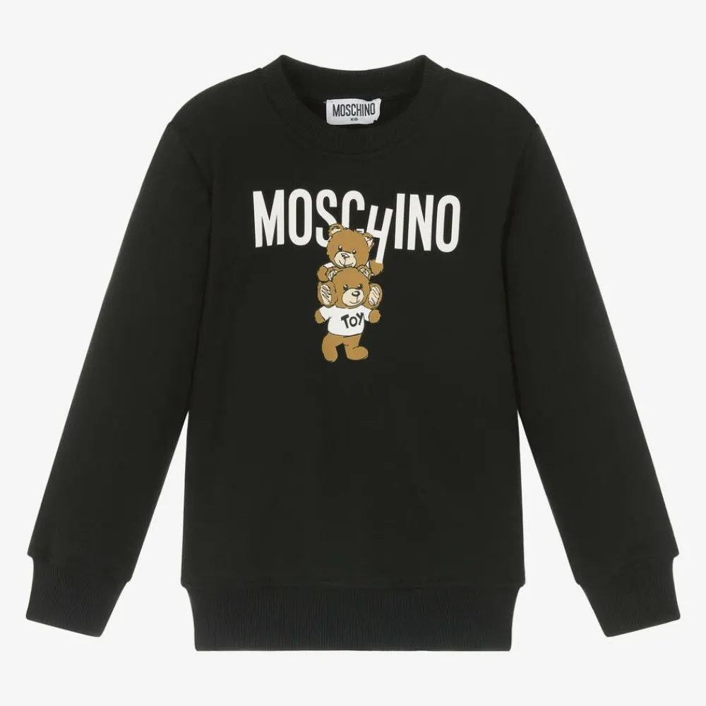 Moschino Kid-Teen Tops*Black Cotton Teddy Bear Sweatshirt