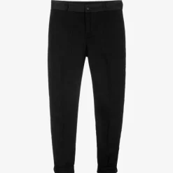 Moncler Enfant Trousers*Black Cotton Twill Trousers
