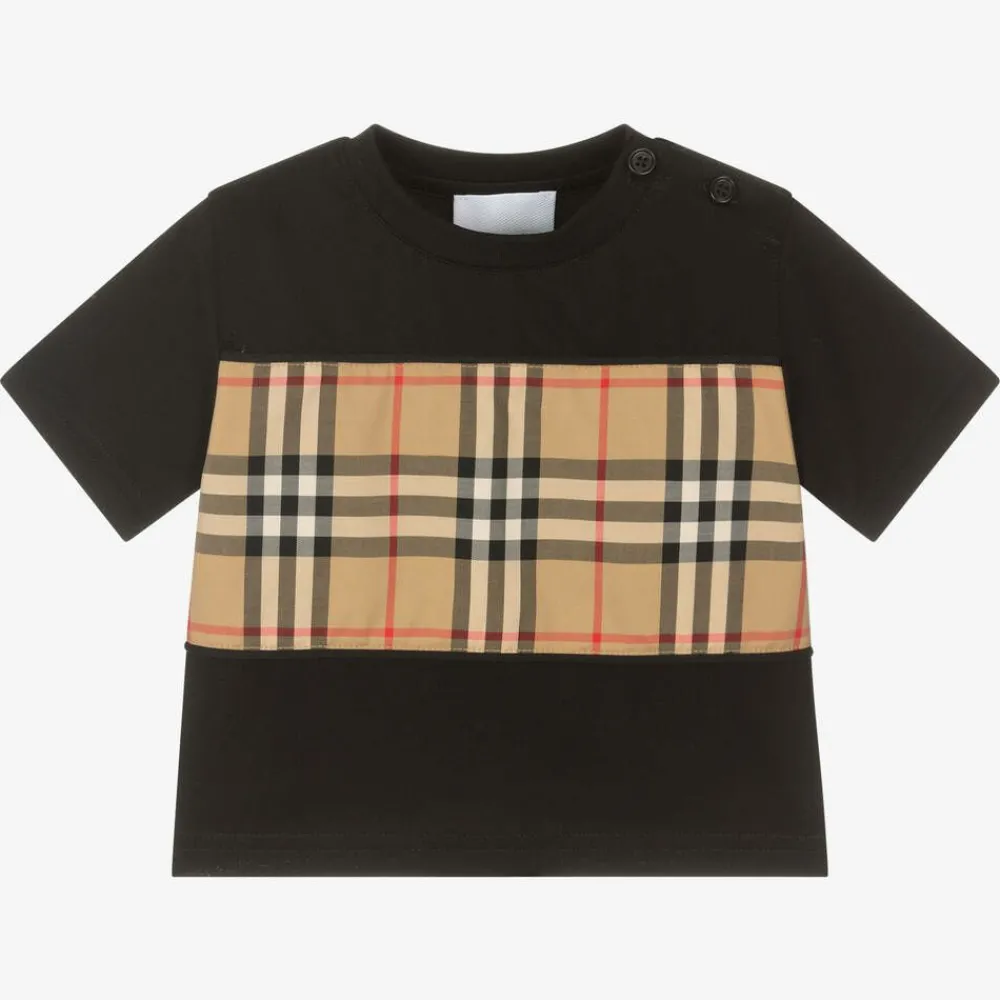 Burberry Tops|Tops*Black Cotton Vintage Check Baby T-Shirt
