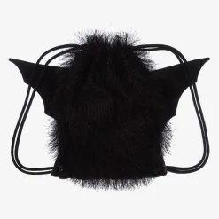Wauw Capow Bags*Black Fluffy Bat Drawstring Bag (29cm)