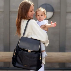 Storksak Gifts*Black Leather Alyssa Changing Bag (38cm)