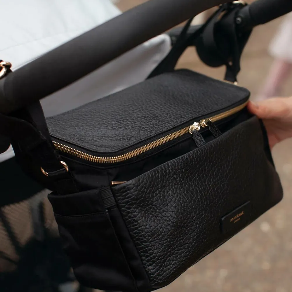 Storksak Gifts*Black Leather Alyssa Stroller Organiser Bag (27cm)