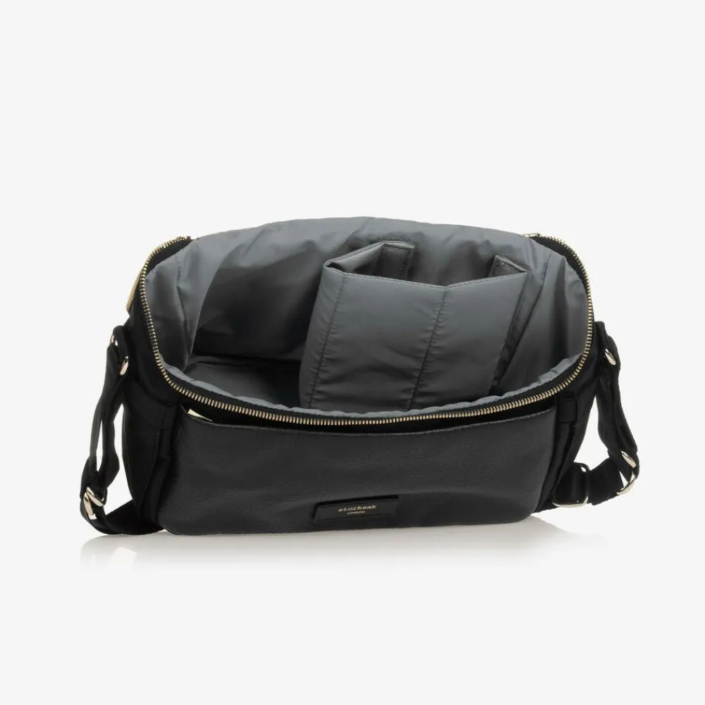 Storksak Gifts*Black Leather Alyssa Stroller Organiser Bag (27cm)