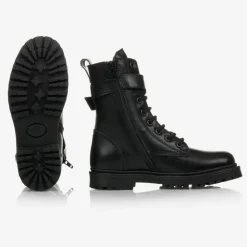 Moncler Enfant Boots|Boots*Black Leather Ankle Boots