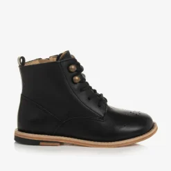 Young Soles Boots|Boots*Black Leather Brogue Ankle Boots