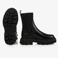 Moncler Enfant Boots|Boots*Black Leather Chelsea Boots