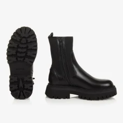 Moncler Enfant Boots*Black Leather Chelsea Boots
