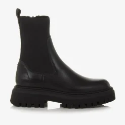 Moncler Enfant Boots*Black Leather Chelsea Boots