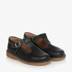 Childrens Classics Bar Shoes|Bar Shoes*Black Leather T-Bar Shoes