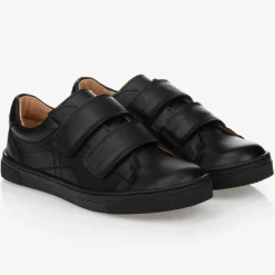 Childrens Classics Trainers|School Shoes*Black Leather Trainers