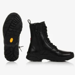 Moncler Enfant Boots|Boots*Black Leather Trek Ankle Boots