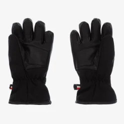 Moncler Enfant Snowwear|Snowwear*Black Leather Trimmed Ski Gloves