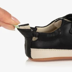 Tip Toey Joey Trainers|Trainers*Black Leather Velcro Trainers