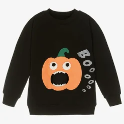 Wauw Capow Tops*Black Organic Cotton Pumpkin Sweatshirt