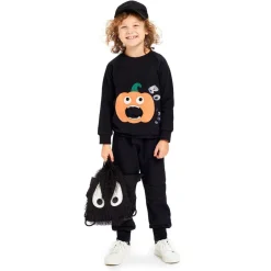 Wauw Capow Tops*Black Organic Cotton Pumpkin Sweatshirt