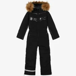 Pilguni Snowwear|Snowwear*Black Padded Hooded Snowsuit