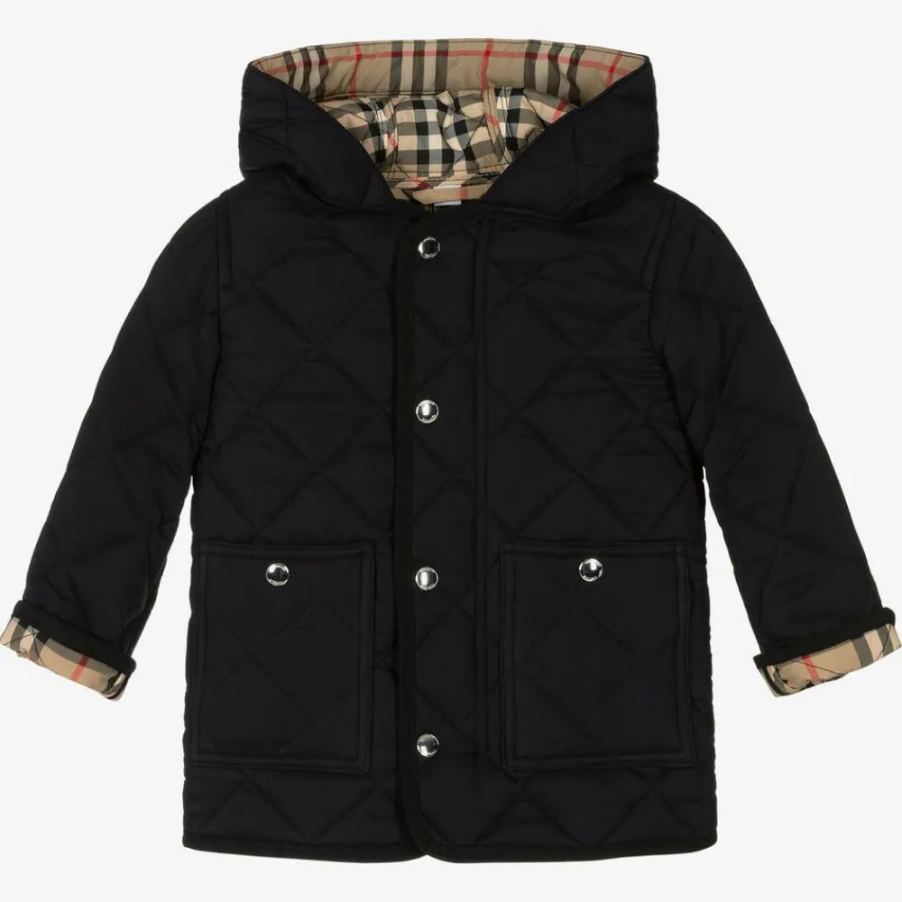 Burberry Coats & Jackets|Coats & Jackets*Black Quilted Vintage Check Baby Coat