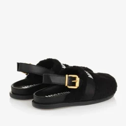 Moschino Loafers & Moccasins|Loafers & Moccasins*Black Sherpa Fleece & Leather Mules