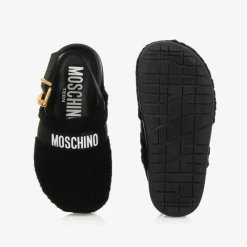 Moschino Loafers & Moccasins|Loafers & Moccasins*Black Sherpa Fleece & Leather Mules
